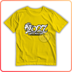 Year of the Goat 2027 Lucky Color LUMINOUS BLUE T-Shirts with "2027 YEAR OF THE GOAT WHITE" Design Casual Wear for Family Christmas | Reunion Outfit