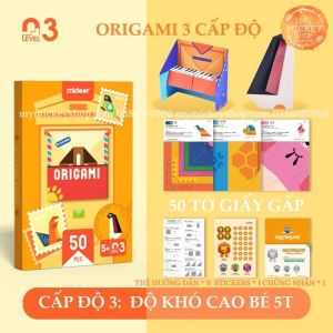 Bộ đồ chơi Mideer xếp hình thủ công Origami 3 cấp độ cho bé học khéo tay hay làm đồ handmade DIY bế từ 3 4 5 tuổi My Mickey Shop