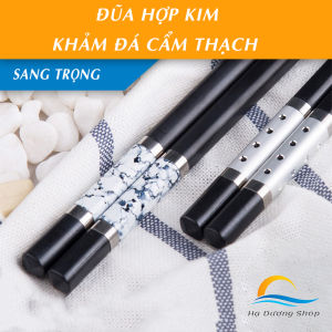 [Set 10 Đôi] Đũa Hợp Kim Họa Tiết Vân Đá Cẩm Thạch HADU Đũa Sợi Thủy Tinh Kiểu Nhật Cao Cấp Chống Mốc Kháng Khuẩn Chống Trơn Trượt Dùng Cho Máy Rửa Bát