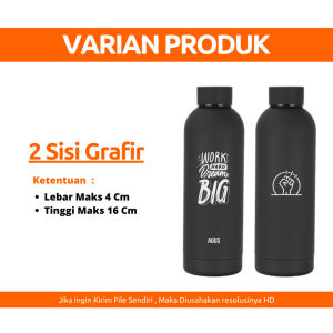 Botol Minum Tumbler Termos Lulu Custom Tahan Panas Dingin Vacuum Insulated 500ml BPA Free Grafir