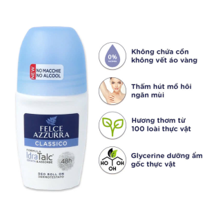 Lăn khử mùi hương nước hoa Felce Azzurra 50ml - Nhập Khẩu Ý