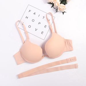 【Free Shipping】Seamless Bra Backless Invisible Plunge Deep V Low Cut Push Up Back Bra Gather Plunge Bra for Women