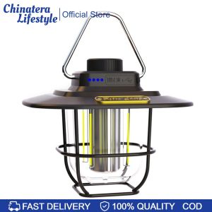 LED Camping Light Vintage Portable Hanging Tent Lamp Stepless Dimming Waterproof IPX4 Rechargeable for Outdoors for Hiking Camp