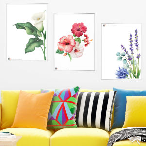 Laminated Poster Flowers Plants Wall Art Wall Decor Home Decor Cafe Living Room Bedroom Dining Room Hotel School Classroom-water Colour Painting Print-hibicus Sunflower Tulip Orchid Lavender Carnation-hiasan Dinding Hiasan Rumah