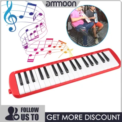 ammoon Irfora 37 Keys Melodica Musical Instrument for Beginners with Durable ABS Material and Black and White Keys for Home Practice (Red)