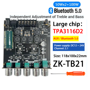 【บิ๊กชิป】แท้100% ZK-TB21 TPA3116D2 Bluetooth 5.0 เครื่องขยายเสียงซับวูฟเฟอร์ 50WX2 + 100W 2.1 Channel Power เครื่องขยายเสียงสเตอริโอ Bass AMP กรุงเทพจัดส่งด่วน