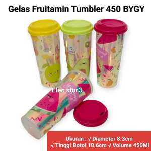Gelas Cup Es Kopi FRUITAMIN 450ML Botol Minum Hologram Fruitamin Tumbler 450ml Wadah Minuman Cantik Motif Buah Sebarguna BIGGY