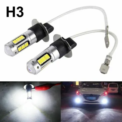 SUITU 1 Pair H3 LED Fog Light Bulbs Conversion Kit Super Bright Canbus 6000K White 100W 360°Beam Angle Fog Driving Lights Daytime Running Light DRL