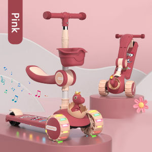 Kids Scooter Foldable Wheels Music & Light Adjustable Height Skuter Mainan Budak Perempuan Lelaki Children Scooter Balance Bike Toys Gift