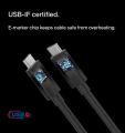 Belkin ใหม่ USB4 4K USB-C to USB-C 240W + 20Gbps CABLE 1.2 เมตร รุ่น INZ004qc1.2MBK Belkin USB-C to USB-C สายชาร์จ 240W ความเร็วสูง พร้อมสายรัด สำหรับ MacBook/Chromebook. 