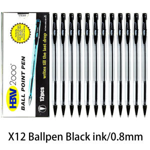 12pcs/Box HBW Original 2000 Ballpoint pen Black/Blue/Red School Supplies Office supplies