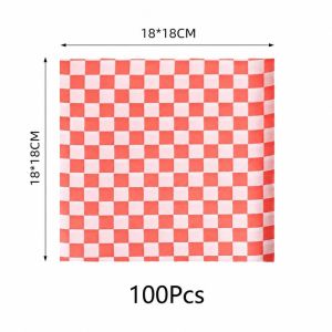 100Pcs Checkered Food Wrapping Papers For Baking Snack Packing