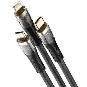 Rock Space G20 3-in-1 USB Cable 100W Fast Charging Type C Micro IP PD Cable