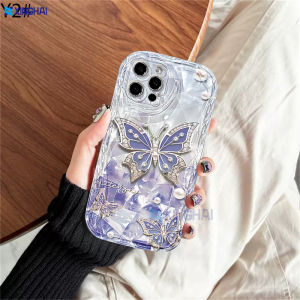 XInGHAi Casing hp Vivo Y03 Y18 Y28 Y17s Y27s Y36 Y27 Y02T Y20 Y02A Y11 Y17 Y16 Y12s Y01A Y15 Y12 Y30i Y22 Y15s Y20s Y22s Y21A Y12i Y21s Y35 Y15A Y33s Y91C Shining Butterfly Pattern Cover Motif Bracelet Case