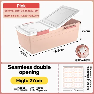 STON Mega Underbed Storage Box Stackable Dustproof Under-Bed Organizer For Clothes Toys Wheels Essential Basket Bin