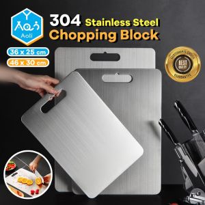 304 Thicken Perfect Kitchen Hangable Stainless Steel Cutting Board Durable Chopping Block Cutting Fruit Vegetable Meal Kitchenware for Bar Home Kitchen