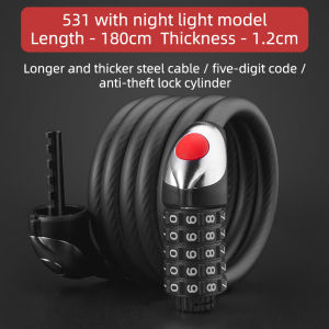 ROCKBROS กุญแจล็อคจักรยาน Anti-Theft รหัสผ่านล็อค LED การมองเห็นได้ในเวลากลางคืน Mountain จักรยานพับได้หุ้มยางสายยูเอสบีล็อคจักรยานอุปกรณ์เสริม