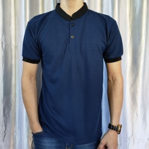 Kaos Polo Shirt Kerah Sanghai Pria Dewasa M L XL XXL Polos Kancing Mandarin Neck Santai