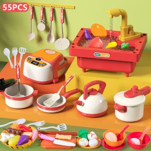 Kids Kitchen Toys Set Dishwasher Toy Recyclable Water Girls Cooking Toys