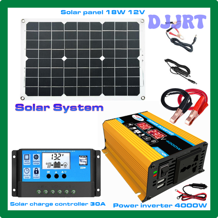 DJJRT Solar Power Generation System Dual USB 18W Solar Panel+300W Power ...