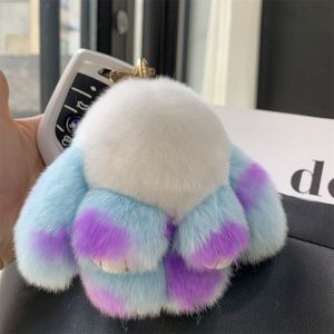 LFPLYQ Plush Dolls Rabbit Fur Keychain Bags Pendant Bag Charm Plush Rabbit Key Ring Fashion Alloy Ring Bunny Keychain Car Keyring