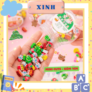 Hộp 50 gôm tẩy mini hoạt hình noel giáng sinh làm quà tặng merry christmas cho học sinh