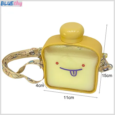 380ml Water Bottle Leak-proof Large Capacity Plastic Cute Expression Flat Water Bottle for Girls
