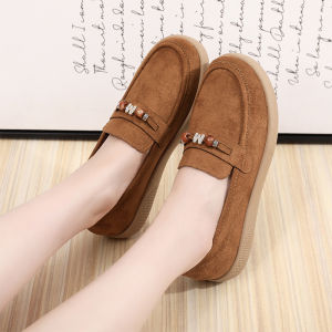Free Shipping 2026 Spring And Autumn WomenS Thick-Soled Slip-On Loafers Fashionable And Versatile Retro Bean Shoes