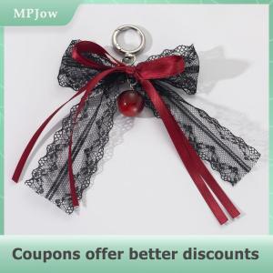 【MPJow】 Y2K Trendy Lace Ribbon Bow Keychain Sweet Cool Girly Keyring Bag Pendant Key Hanging Decoration Keycord Girl Gifts