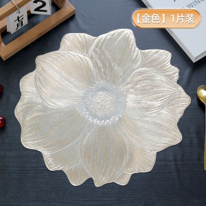 Gold Silver Flower Placemat Flower Waterproof Non-Slip Dining Plate Table Restaurant Mats