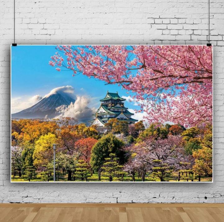 Japanese Design Backdrop 5x3ft Japan Osaka Castle Japanese Style Building Landscape Photography ...