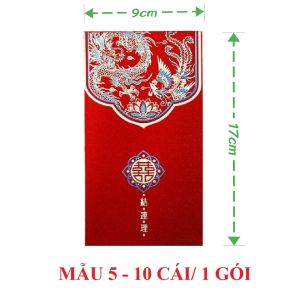 Set 10 Bao Lì Xì Song Hỉ Màu Đỏ May Mắn Bao Lì Xì Đám Cưới