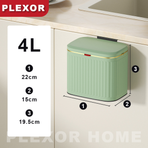 Plexor 4L/8L Kitchen Trash Can for Counter Top or Under Sink Stainless Steel Countertop Compost Bin with Removable Inner Bucket Striped Trash Bins Under Sink Trash Bin for Kitchen Bathroom Cabinet Mini Waste Bins