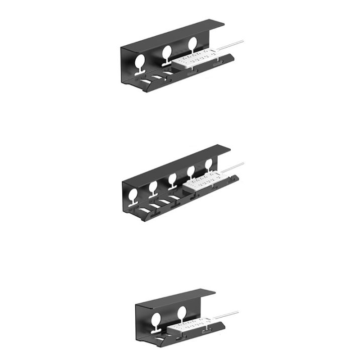 Jual No Drilling Extendable Under Desk Cable Management Metal Cable Tray Under Desk With Clamp Retractable Power Strip Cord Holder I.1295271211 - View #6