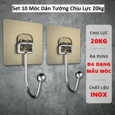 Thanh Treo Dán Tường 4 Móc Hook 5616 và Set 10 Móc Dán Tường Chịu Lực 20kg