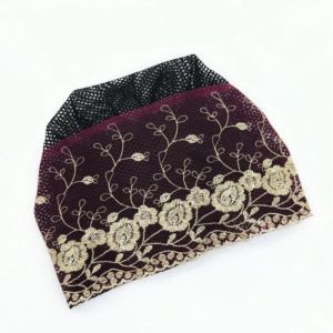Embroidered Turban Cap Lace Lnner Hijab Cap Fashionable Breathable Mesh Hat Muslim Hat For Women
