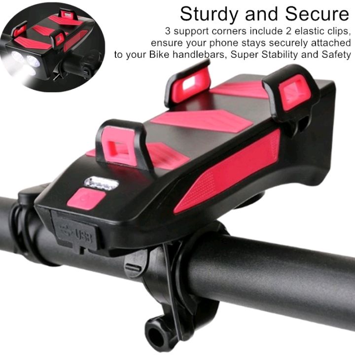 in Bicycle Light Horn Phone Holder Charger Power Bank Bike