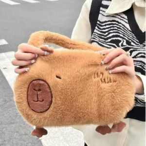 INAPO Big Capacity Capybara Plush Backpack Plush Capybara Animal Cartoon Capybara Crossbody Bag Capybara School Bag Cute Capybara Plush Bag Kids Birthday Gift