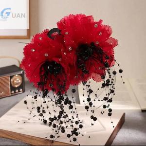 [COD] GUAN กิ๊บติดผมรูปดอกไม้ตาข่ายสำหรับผู้หญิง1ชิ้นคลิปหนีบผมทรงฉลามมีพู่มุกหรูหราเครื่องประดับผมแบบหนีบผมทรงหางม้าแฟชั่นสำหรับเด็กผู้หญิง