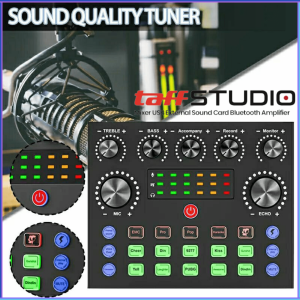 PENGIRIMAN CEPAT TaffSTUDIO Mixer USB External Sound Card Bluetooth Amplifier V8S / soundcard sound card bluetooth lengkap full set / mixer bluetooth super bass buat karaoke lengkap