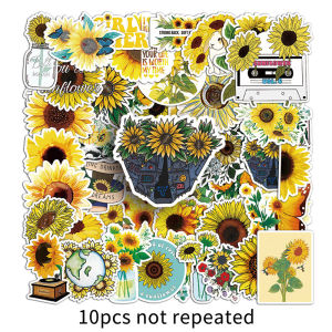 50pcs Plant Flower Sunflower Sticker Sun Flower Cute Cartoon Waterproof Scrapbooking Sticker