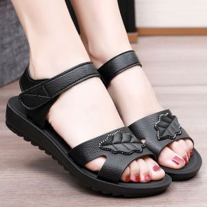 [Free Shipping] WomenS Summer Flat Sandals For Mothers Soft Sole Non-Slip For Middle-Aged And Elderly Women Large Size 2002