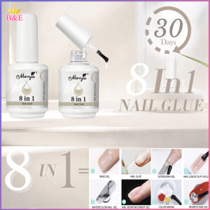 B&E 8 IN 1 Nail Glue 15ml Multi-function as Base Coat and Top Coat Nail Glue for Soft Gel Extension Function Set