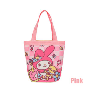 Sanrio Cute Bucket Bag My Melody Print Handbag Canvas Bag New Style Girl Student Mommy Bag Bento Bag Work Small Bag Shopping Bag