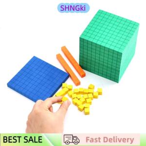 SHNGki Ten Blocks Complete Set Kids Math Plaything Math Blocks Plastic Base Ten Set Cube Kids Math Plaything Counting Cubes Set