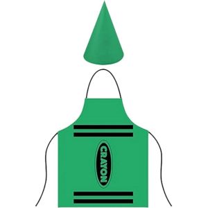 BUENOO Funny Crayon Themed Gnome Set Fancy Dress Colorful Work Apron Cleaning Gnome Cone Hat World Book Day Costumes Adults