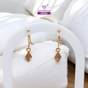 Yaxiya Anting Wanita Fashion Permata Perhiasan Lapis Emas 18K 006
