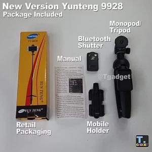 100% ORIGINAL 2 in 1 YUNTENG YT-9928 Multifunction Tripod Monopod Selfie Stick Tripod with Bluetooth Remote Shutter