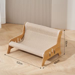 BESTOUR 3 in1 Cat Play Chair Jute Blanket Integrated Cat Scratch Board  Wooden Cat Sofa For Cat Playing/Sleeping