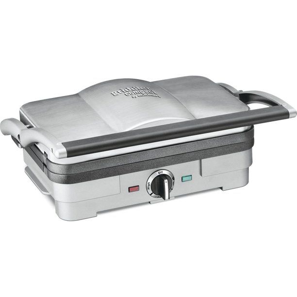 Cuisinart GR-35 Griddler Compact Grill 1200W Griddler Junior 4-in-1 Multifunctional Griddle, Steak Machine Grill and Panini Press Bundle. Small household Breakfirst machine, Separable parts, Dishwasher safe, Recipes provided, Grey
